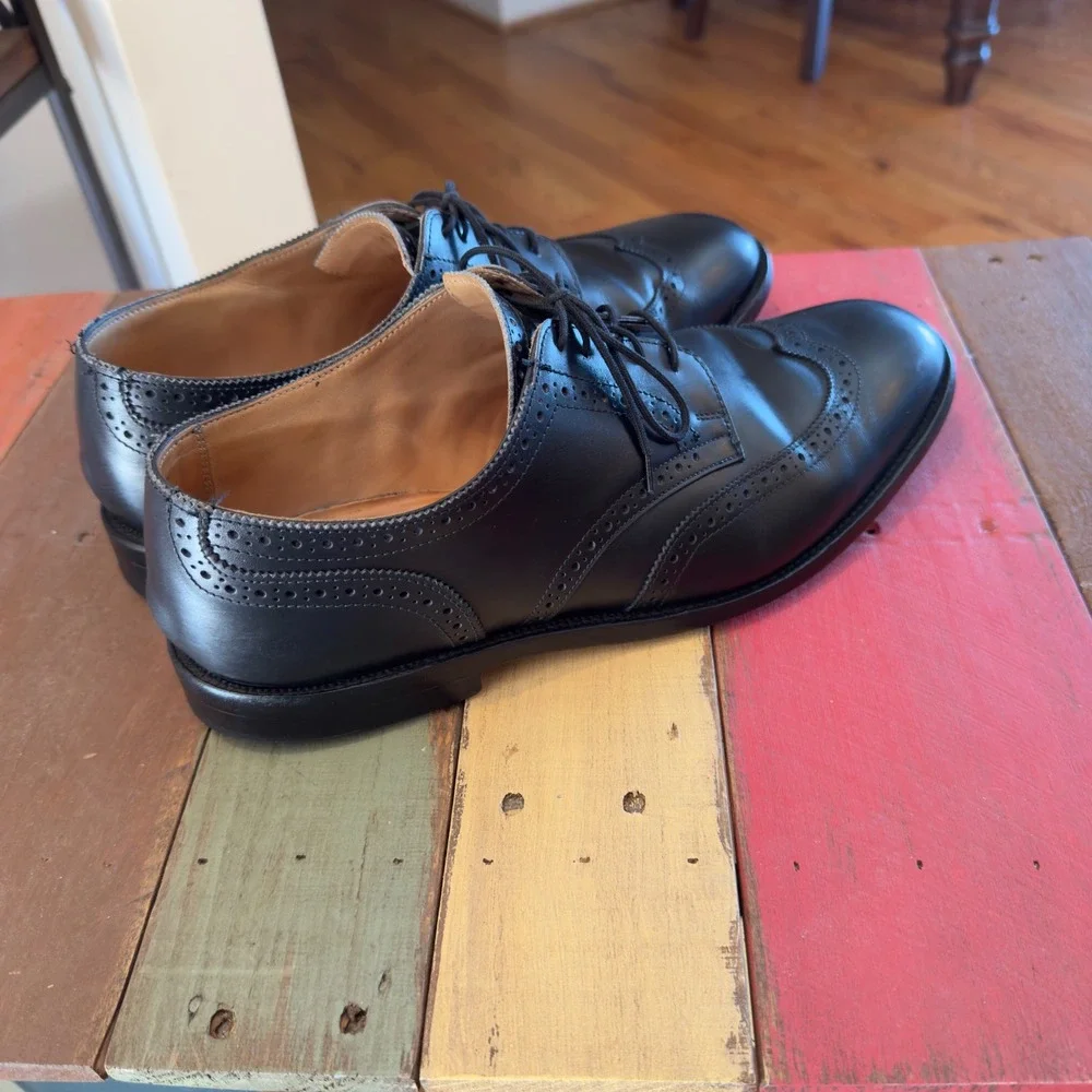 Trickers Whitman Black Leather Wingtip Brogue Derby Shoes Mens 10.5 Made in UK